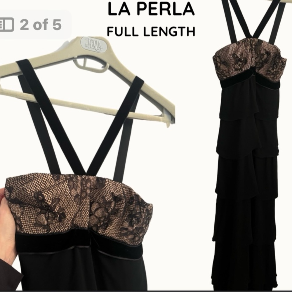 La Perla Black and Cream Strapless Dress